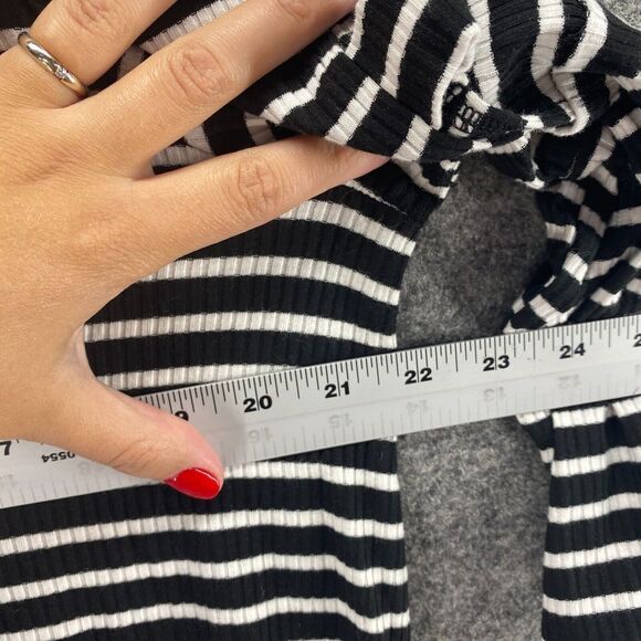 Apt.9 Sweater Pullover Women XL Black Striped 3/4 Sleeve Round Neck Cotton Knit - Picture 7 of 10